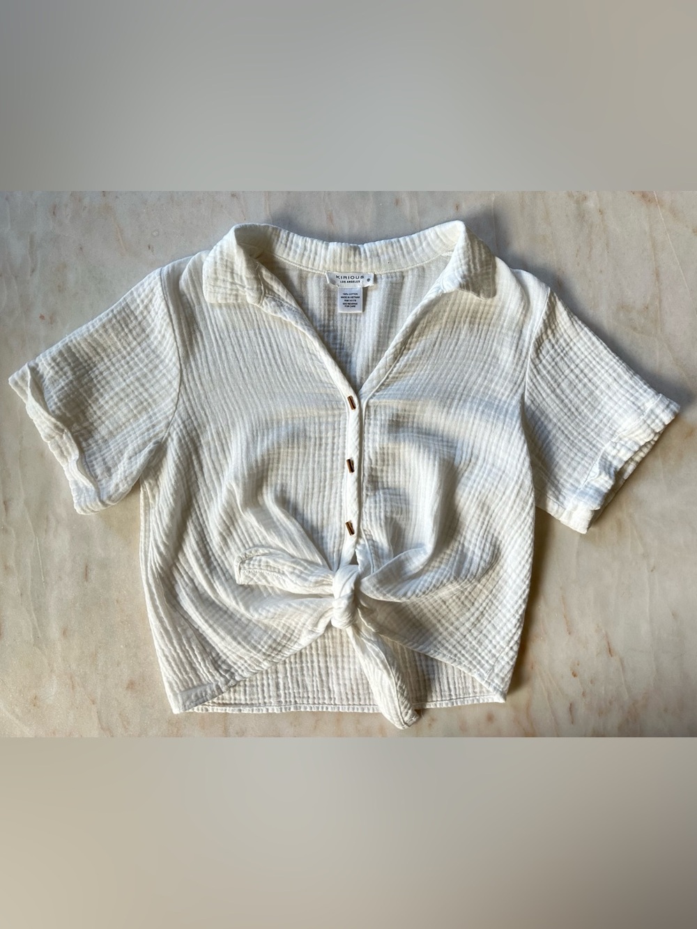 Kirious Tie-Front Lightweight 100% Cotton Button-Down
